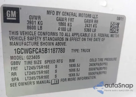 2011 Chevrolet Express 2500 Work Van from USA, damaged, VIN 1GCWGFCA5B1187780